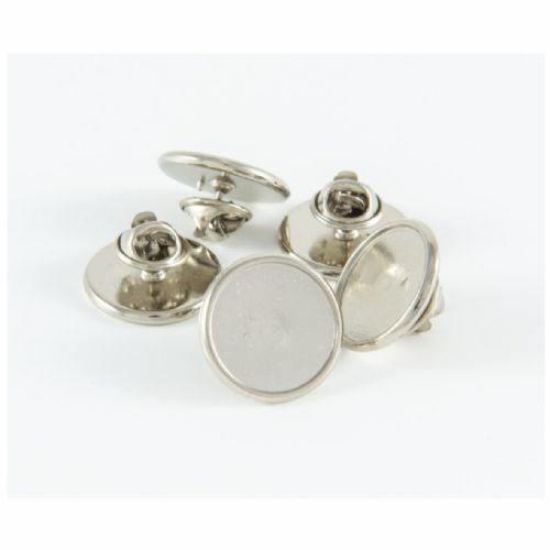 Premium Badge Blank round 15.5mm silver clutch and clear dome